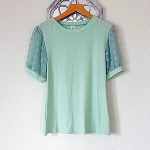 B • Mint Green Ruffled Sleeve T-Shirt